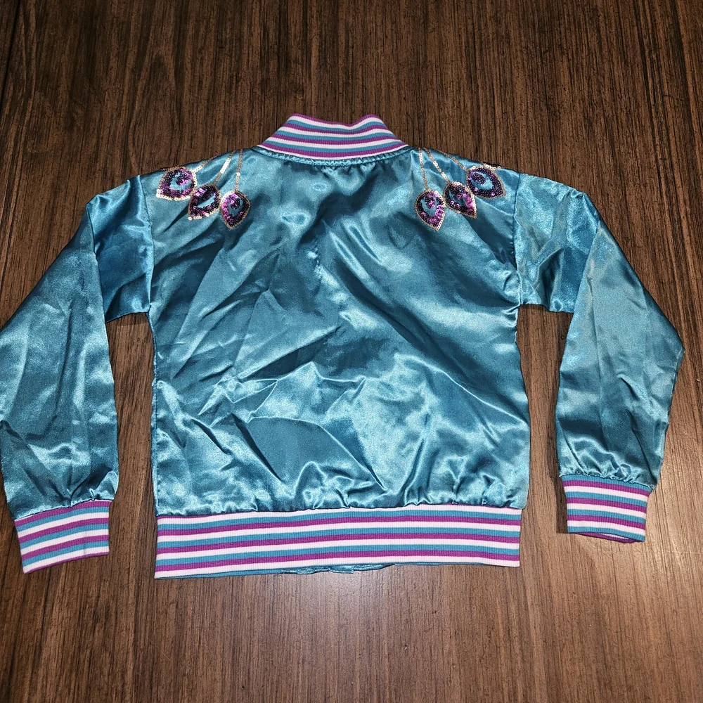 Disney Aladdin Teal and Purple Satin Fabric Jacket Girls XS 4-5
